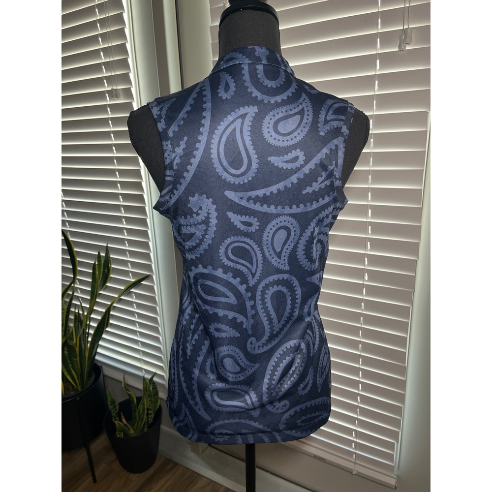 Nike Dri-FIT Blue Paisley Sleeveless Top Small Golf Tennis Activewear - Picture 3 of 9